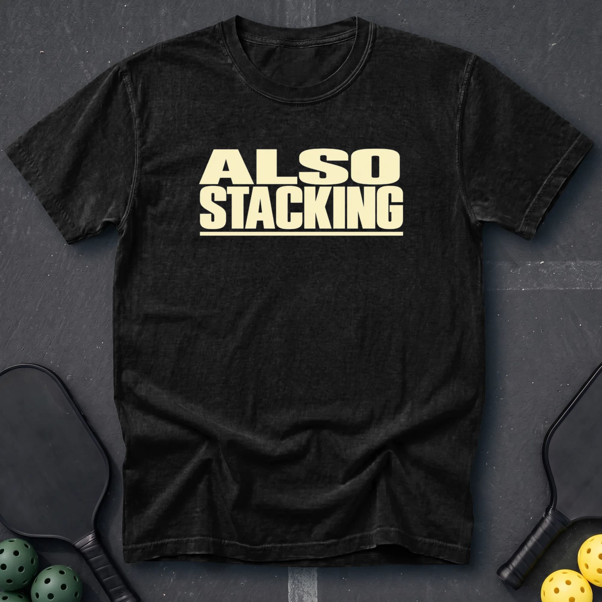 Also Stacking Tee in Black pickleball t-shirt