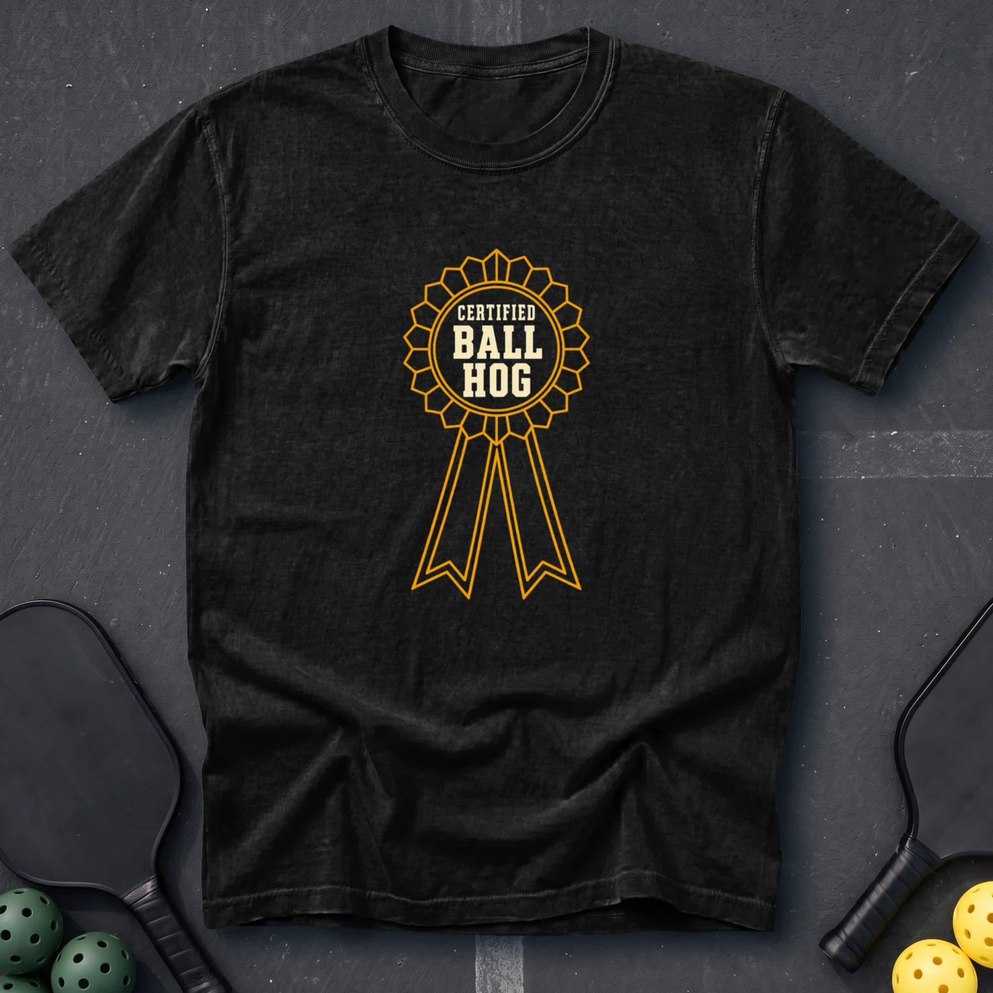 Certified Ball Hog Tee in Black pickleball t-shirt