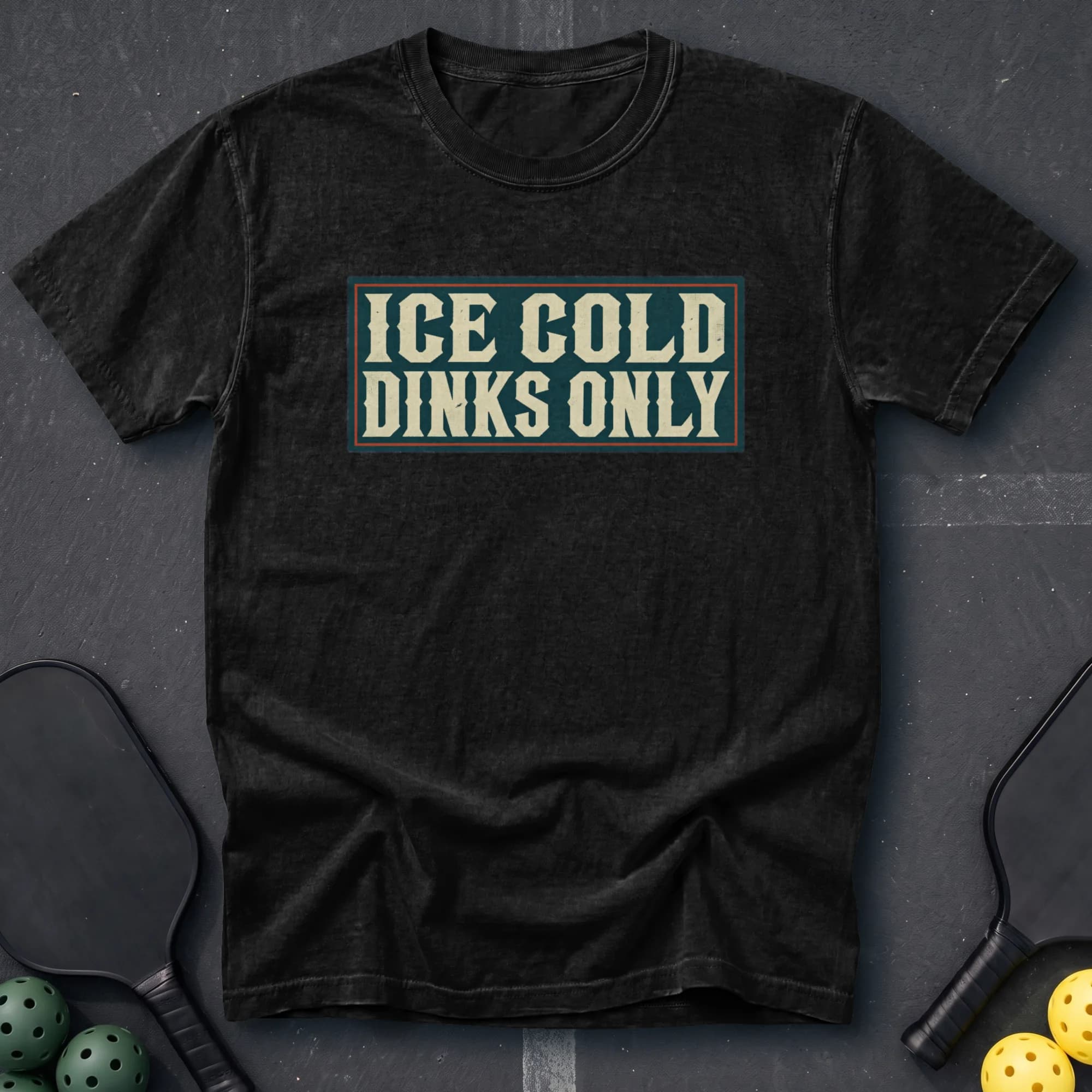 Ice Cold Dinks Only Tee in Black pickleball t-shirt