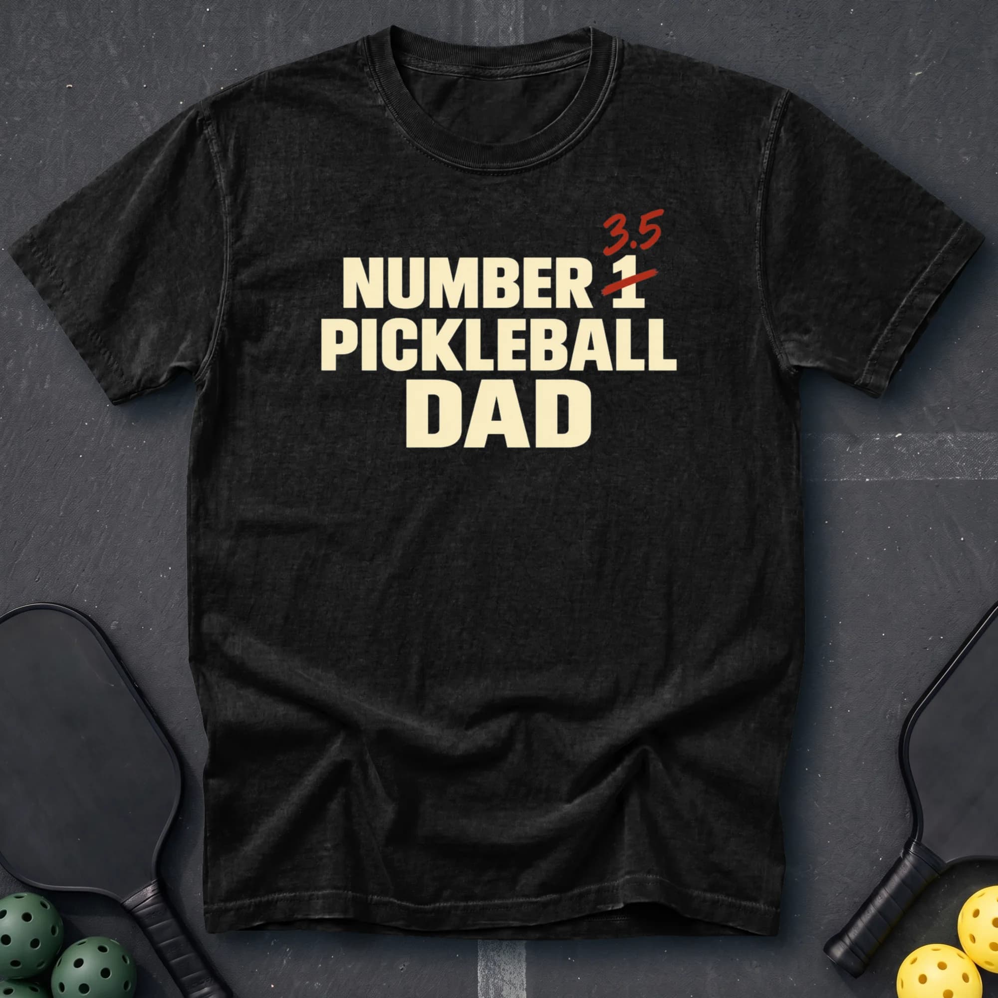 Number One Pickleball Dad Tee in Black