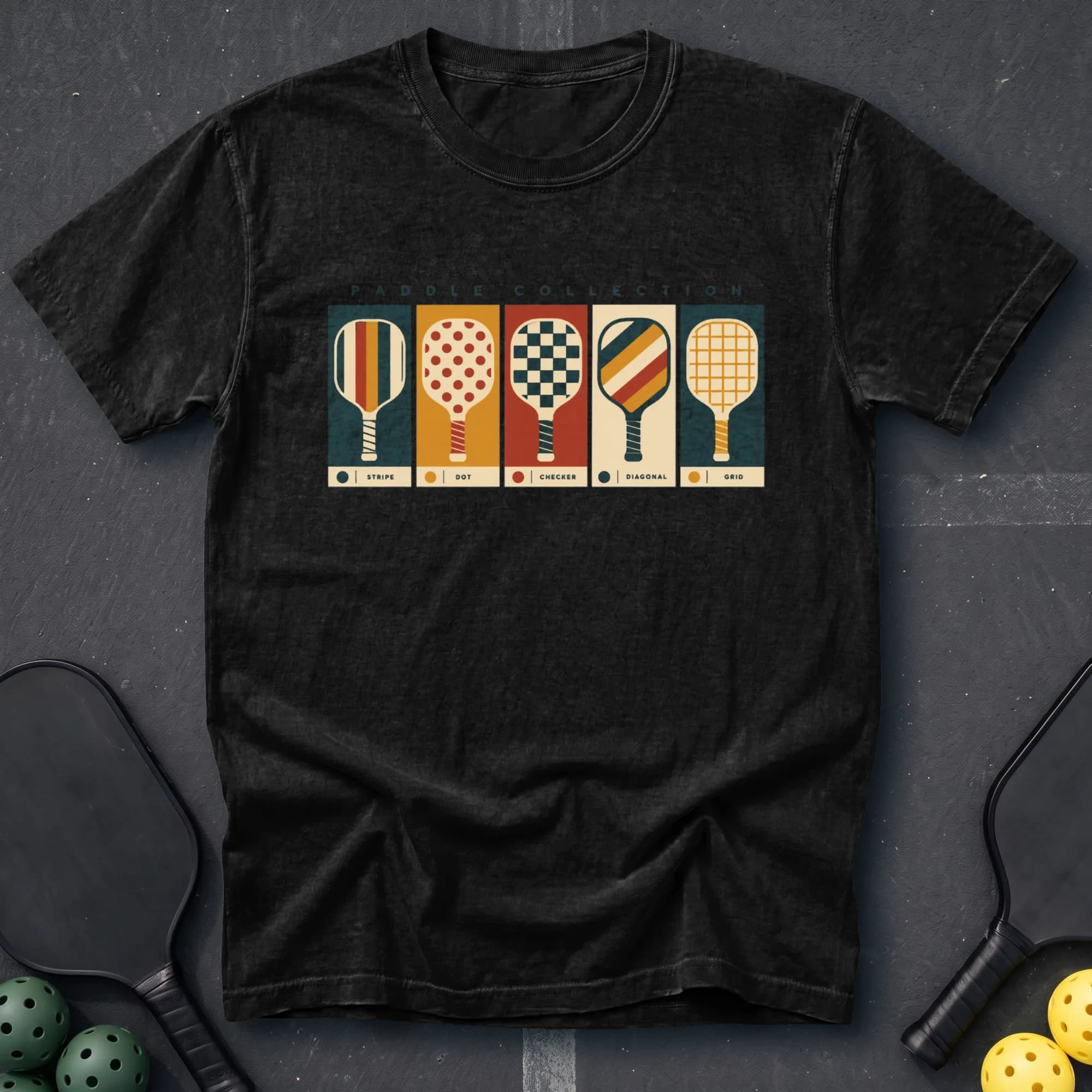Paddle Collection Tee in Black pickleball t-shirt