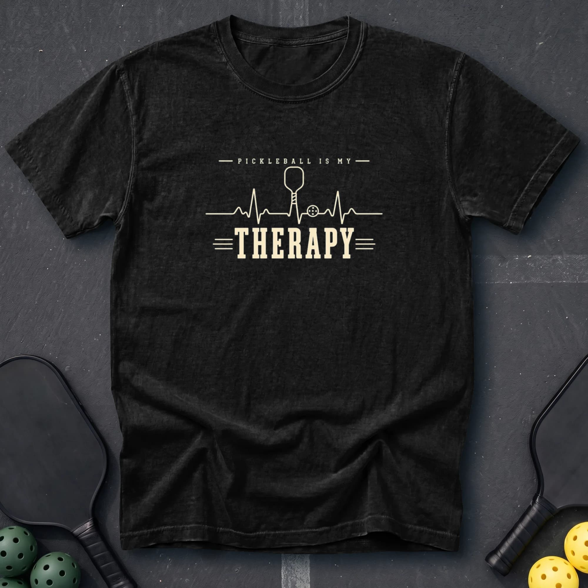 Pickleball Is My Therapy Tee in Black
