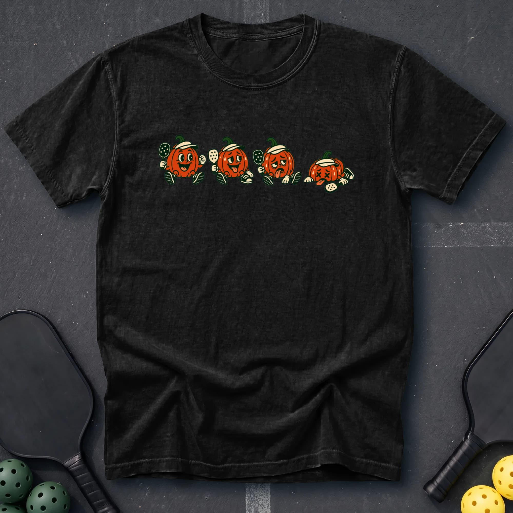 Pickleball Pumpkin Squad Tee in Black