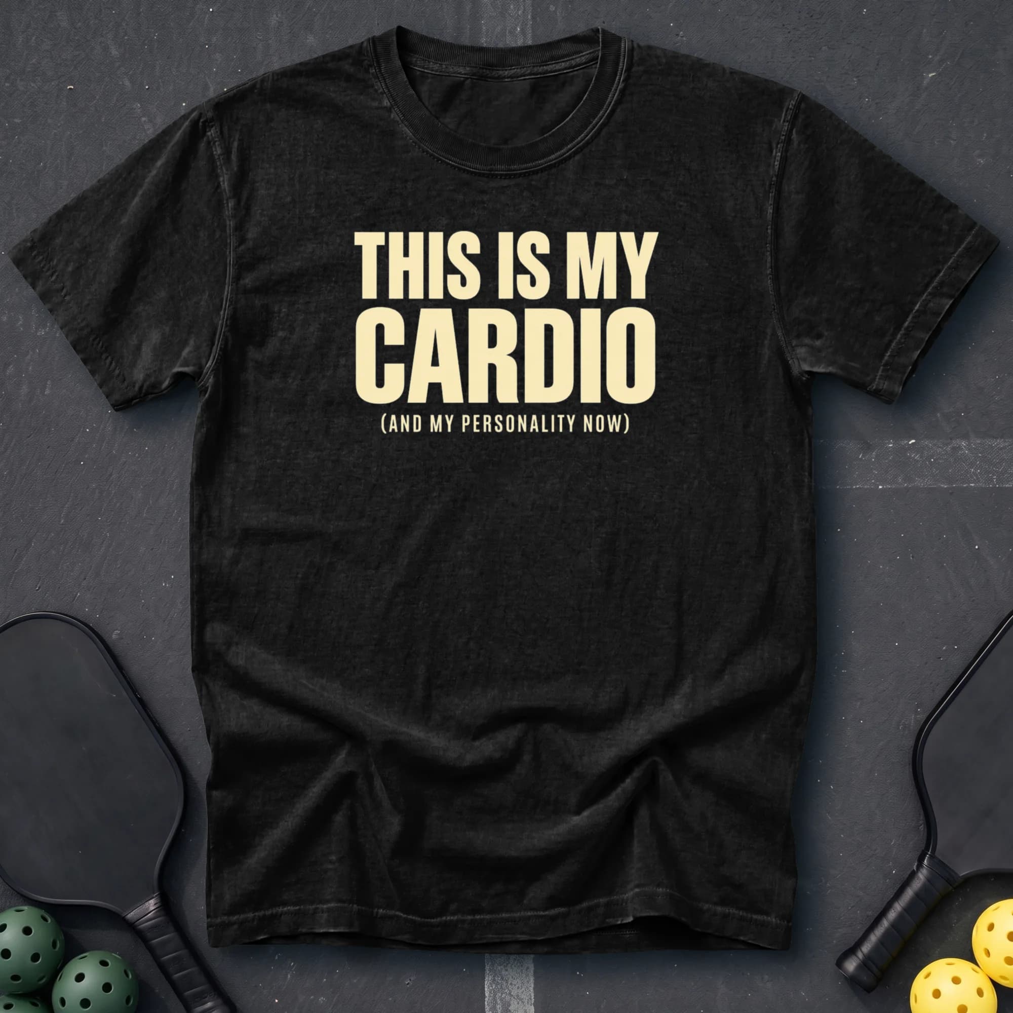 This Is My Cardio Tee in Black pickleball t-shirt