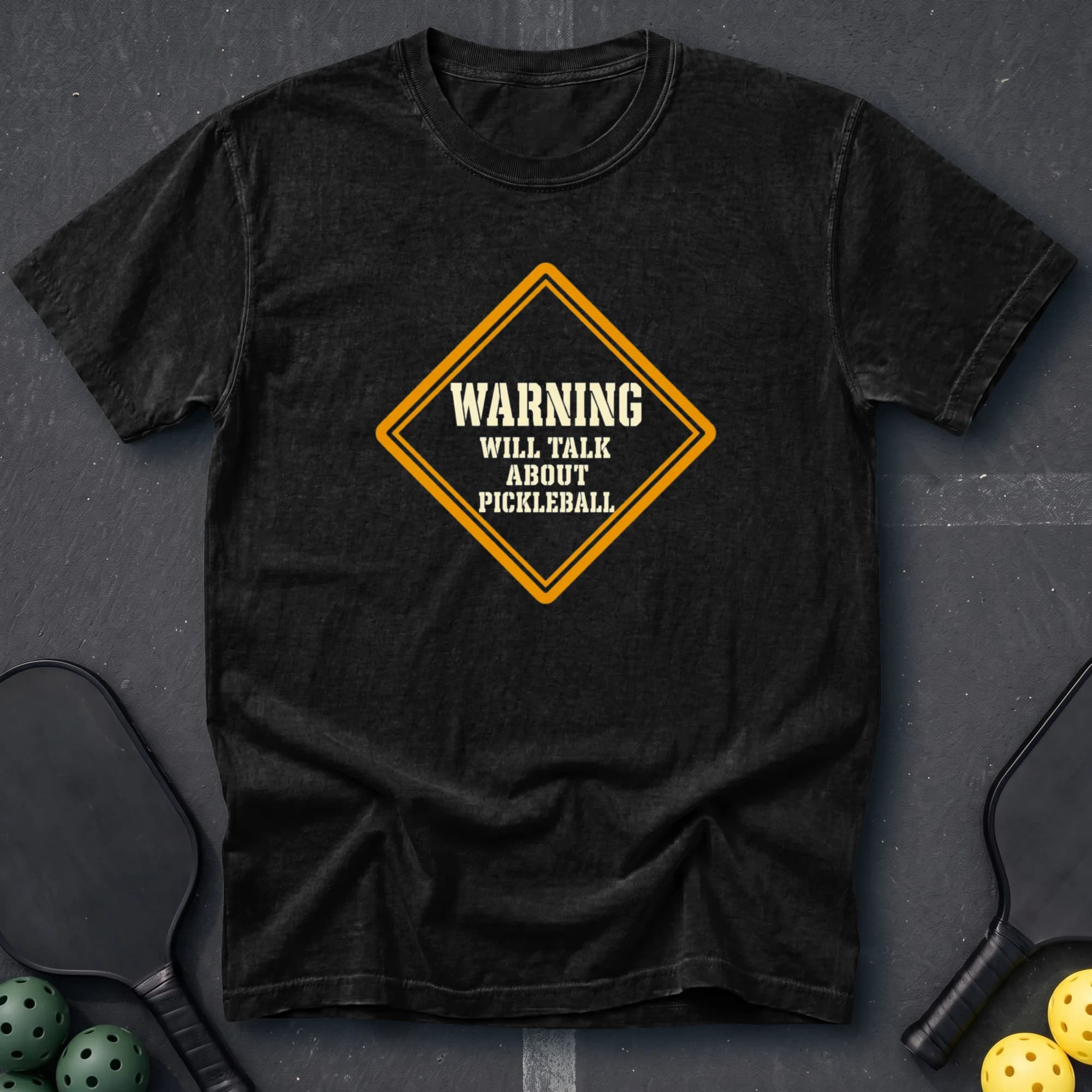 Warning Will Talk About Pickleball Tee in Black
