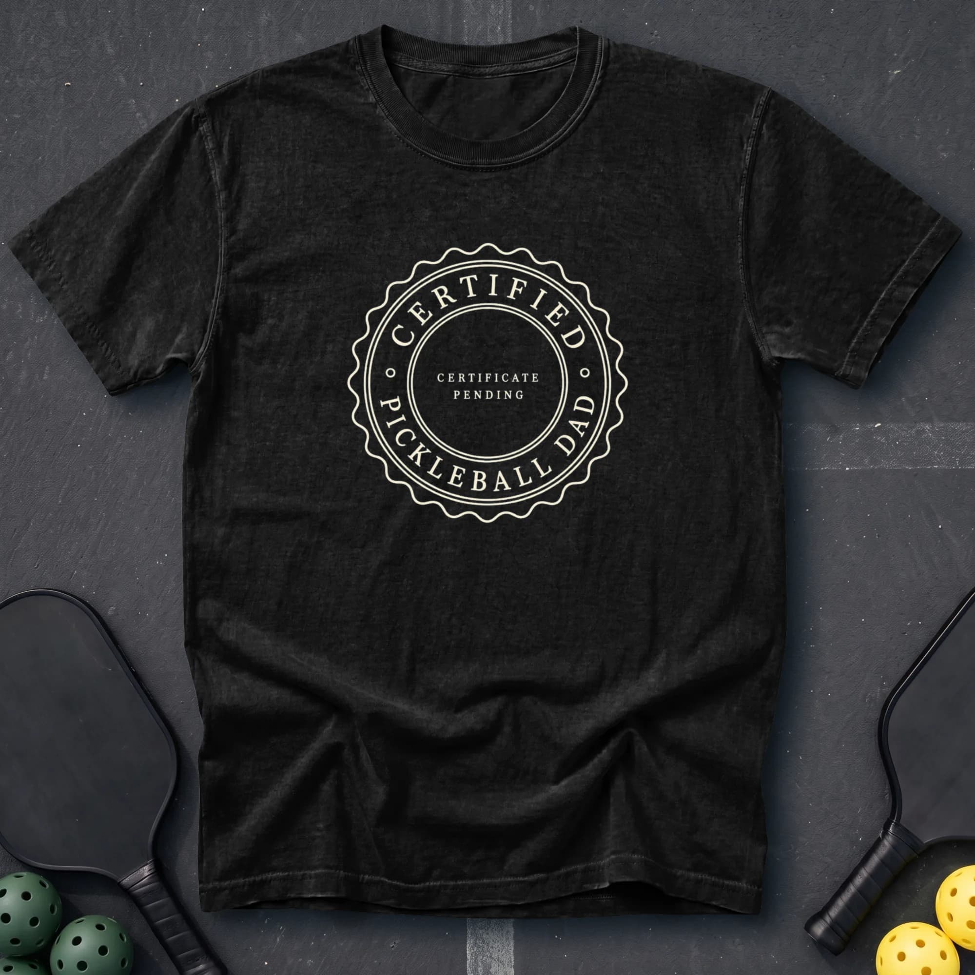 Certified Pickleball Dad Tee in Black