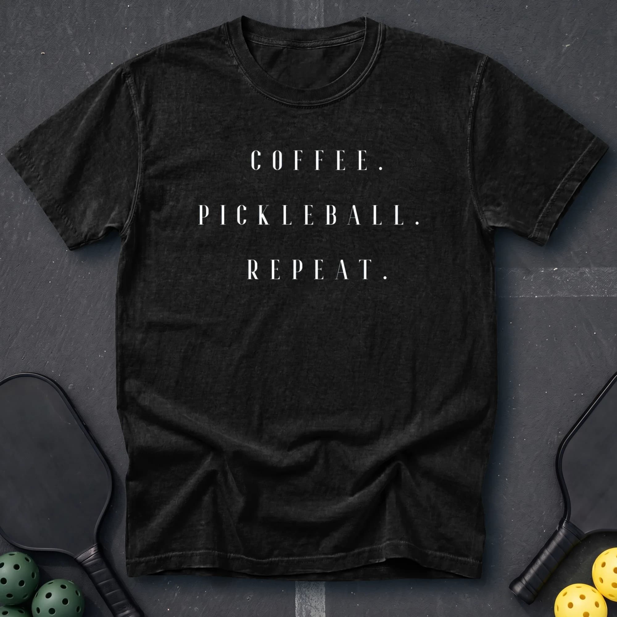 Coffee Pickleball Repeat Tee in Black