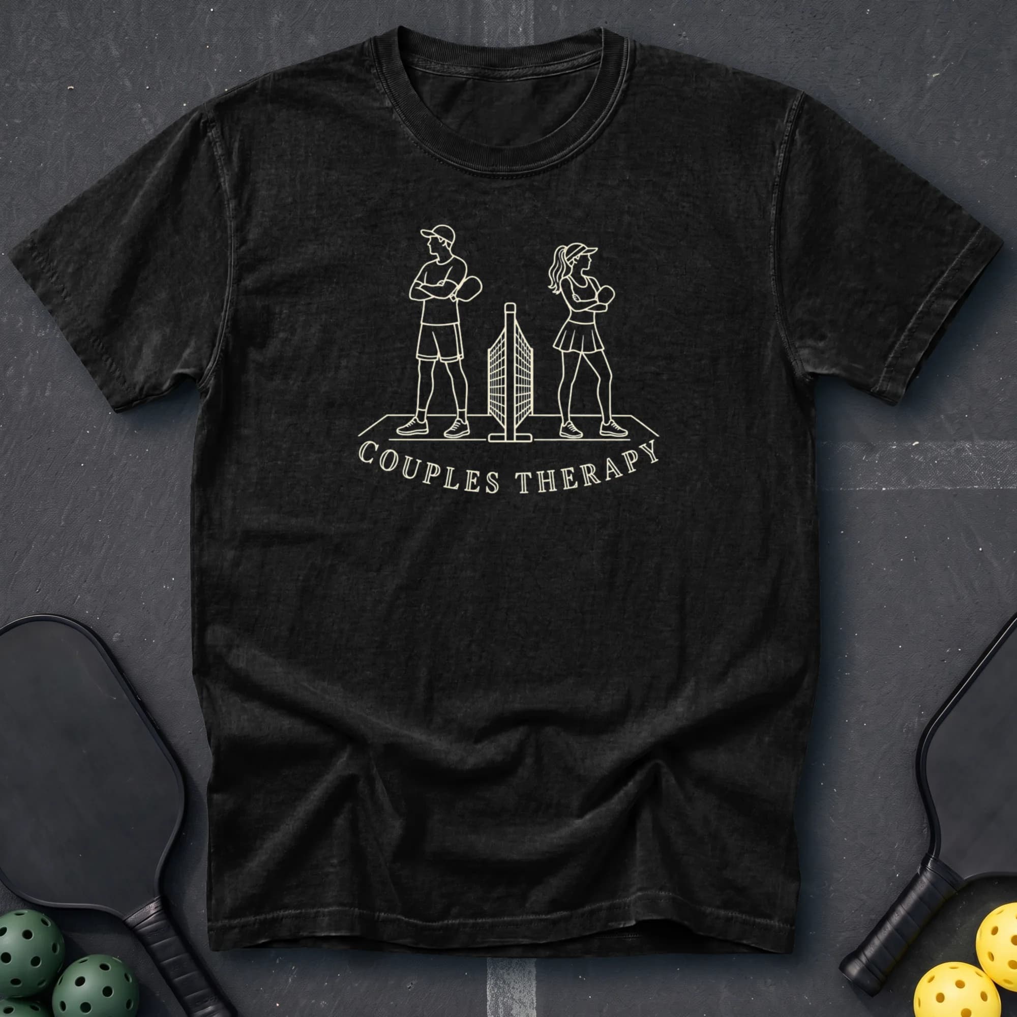 Couples Therapy Tee in Black pickleball t-shirt