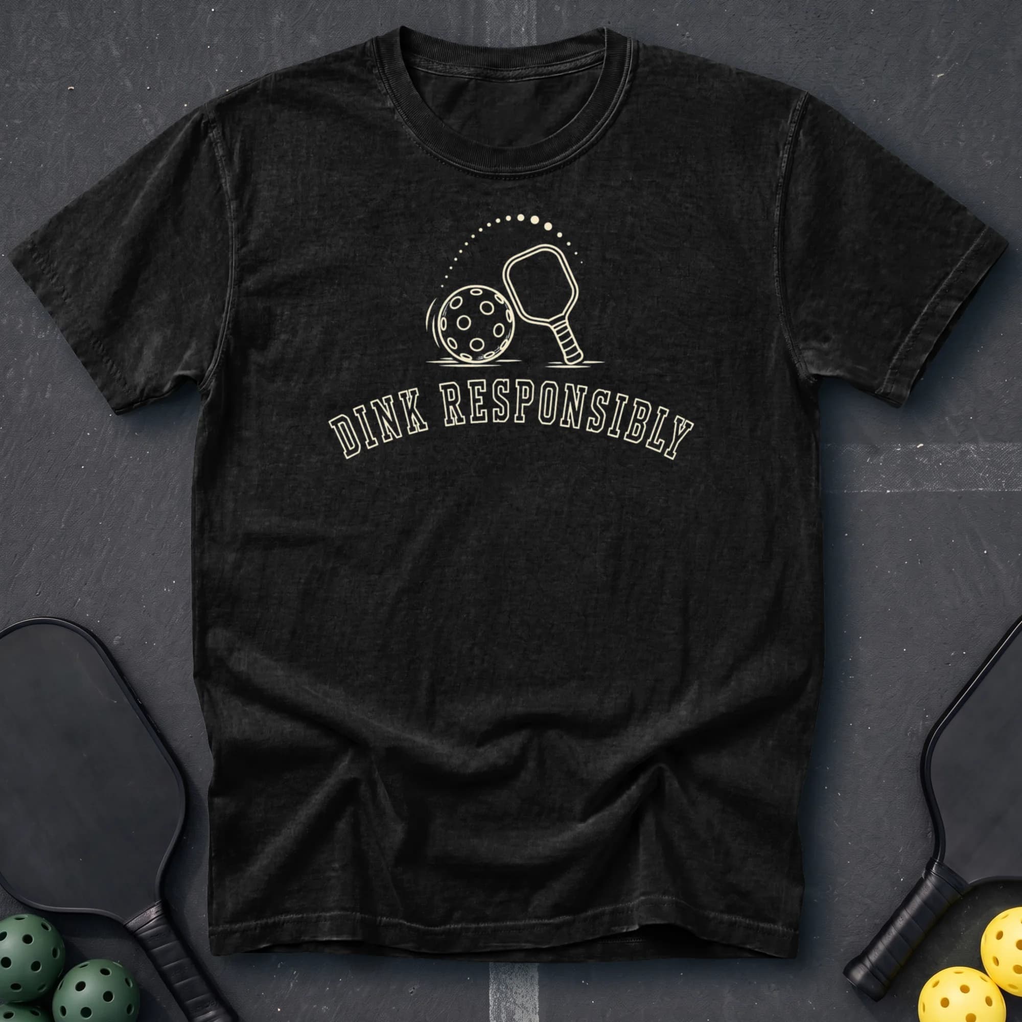 Dink Responsibly Tee in Black pickleball t-shirt