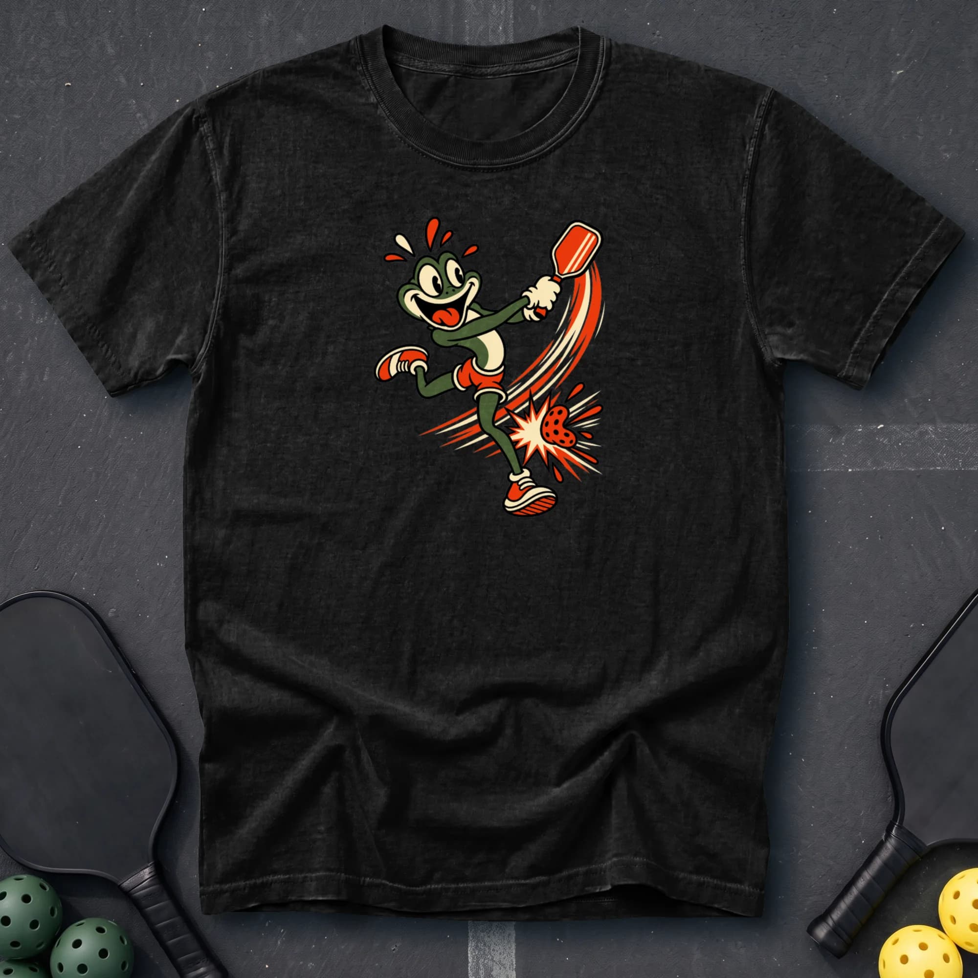 In Action Tee in Black pickleball t-shirt