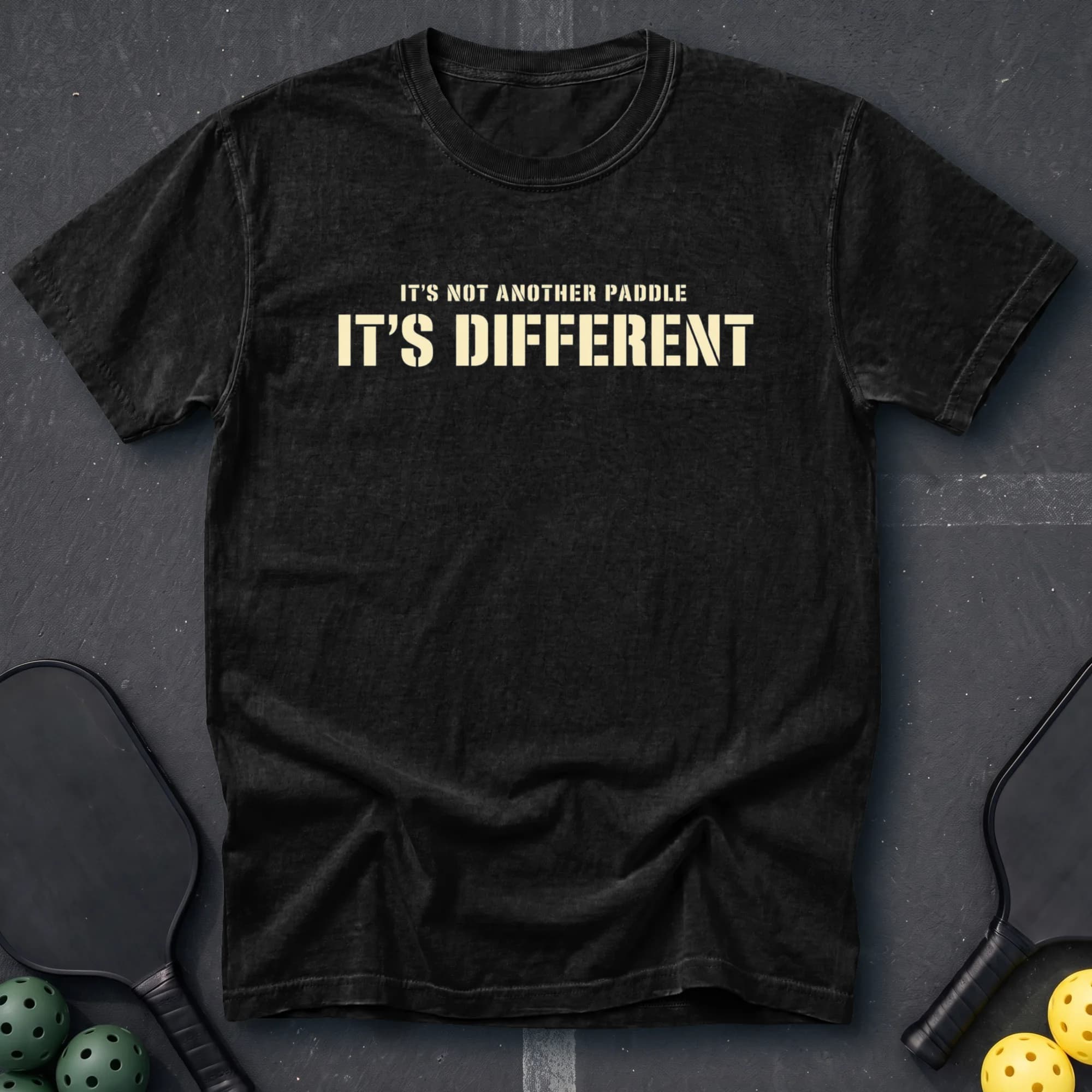 It's Not Another Paddle Tee in Black pickleball t-shirt