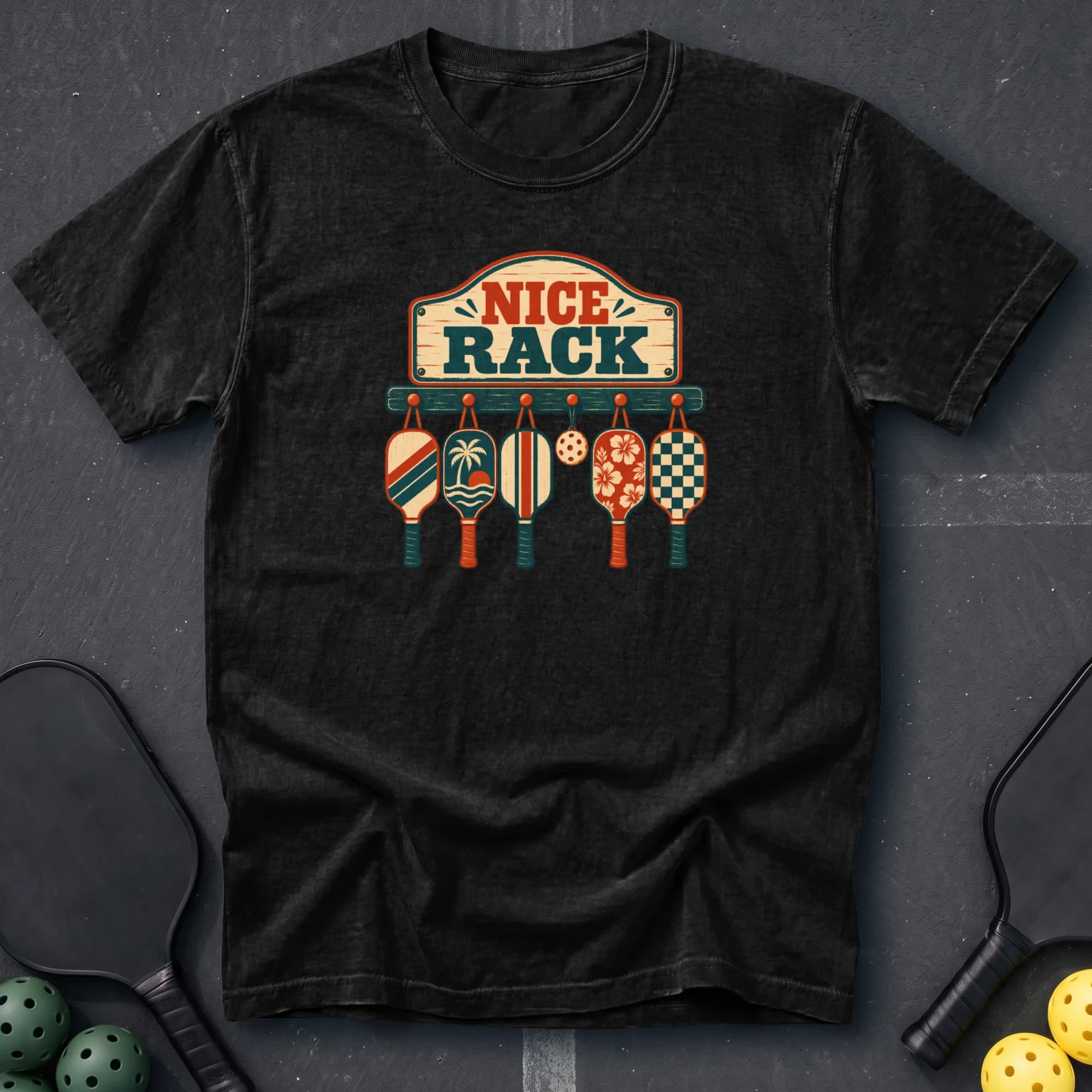 Nice Rack Tee in Black pickleball t-shirt