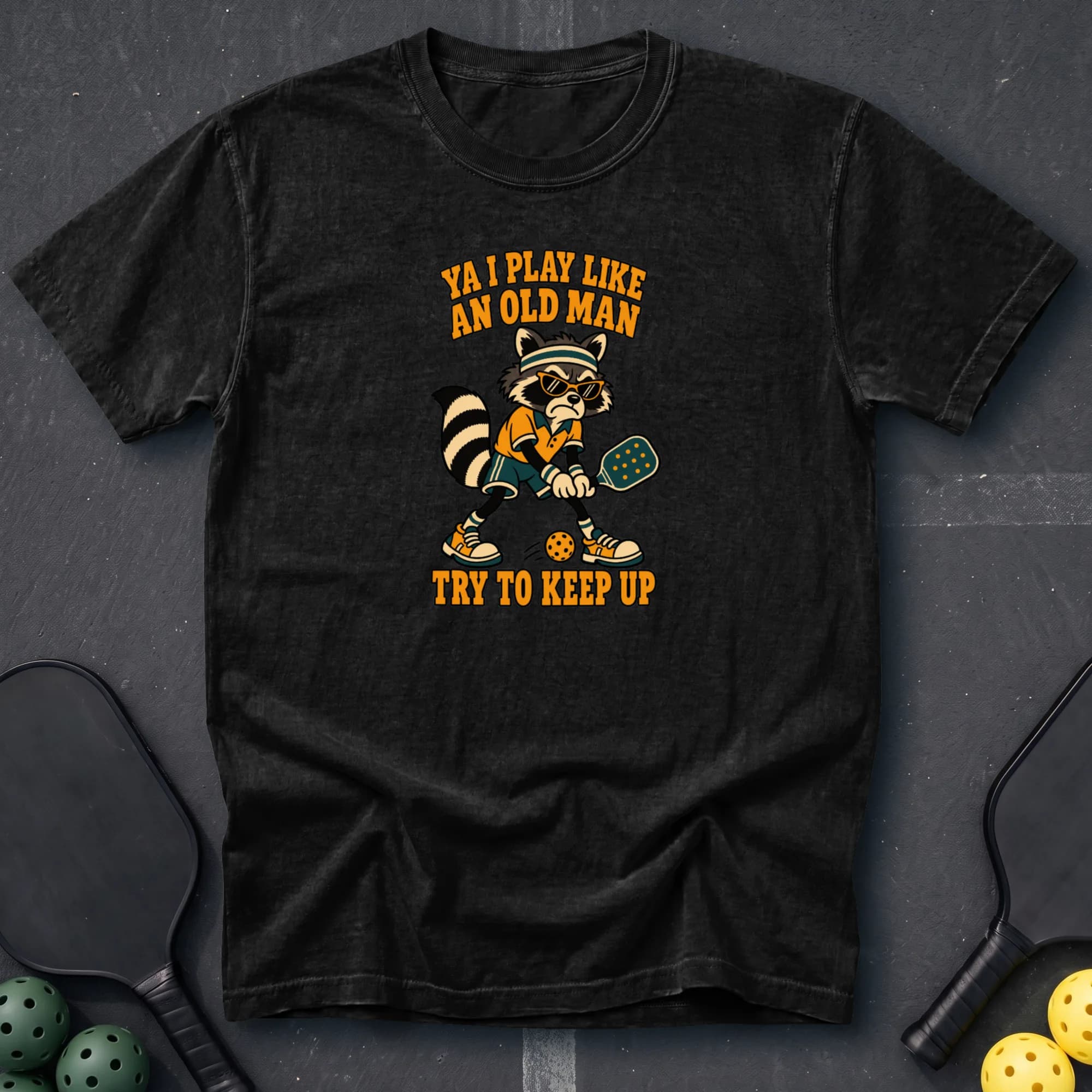 Old Man Game Tee in Black pickleball t-shirt