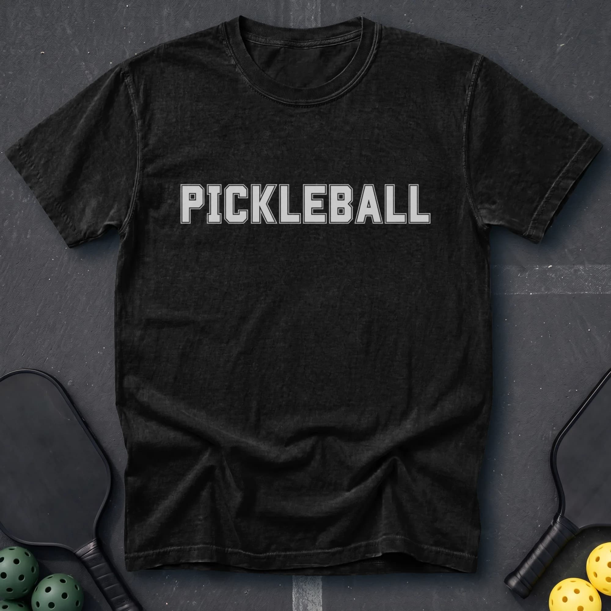 Pickleball Varsity Tee in Black