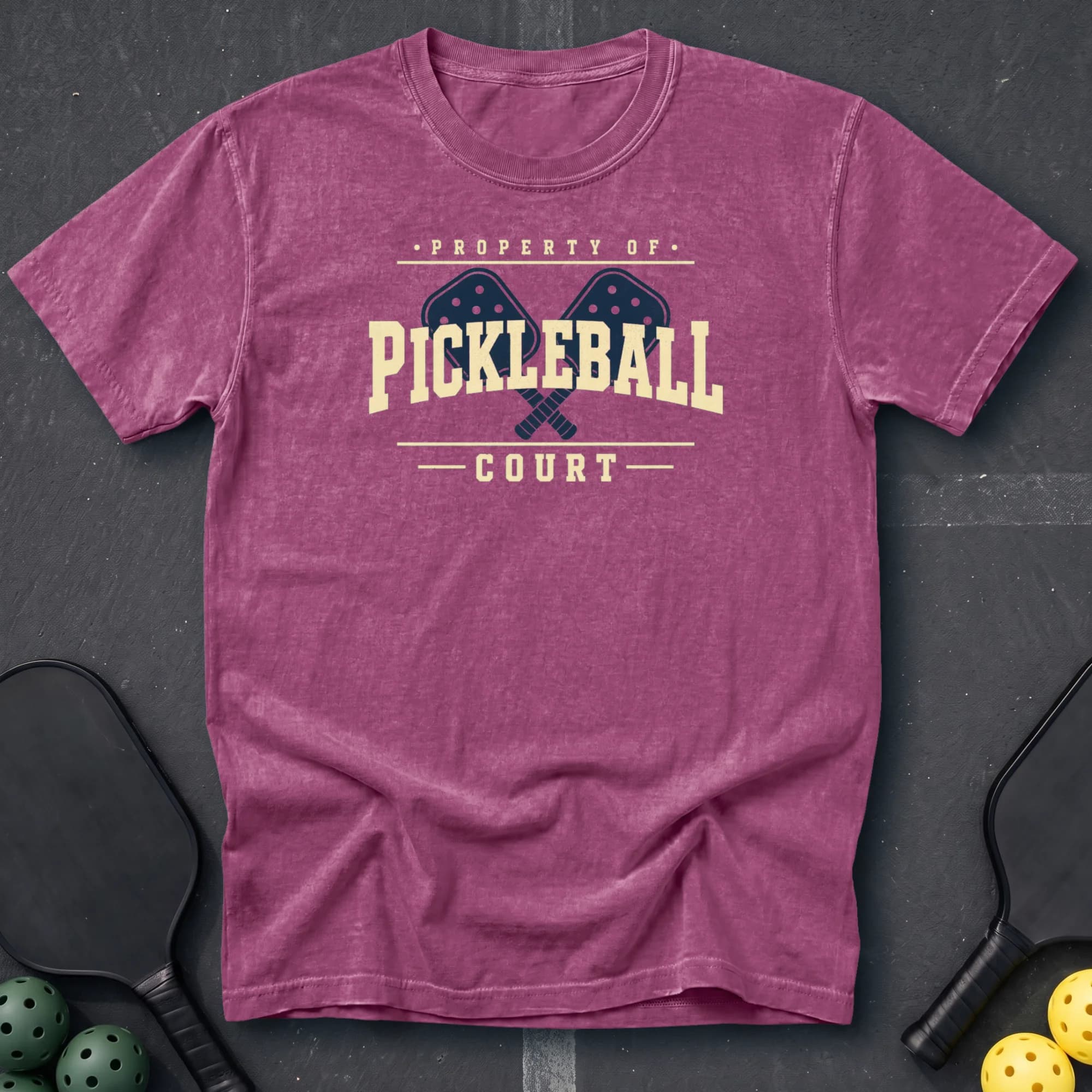 Property Of Pickleball Court Tee in Berry