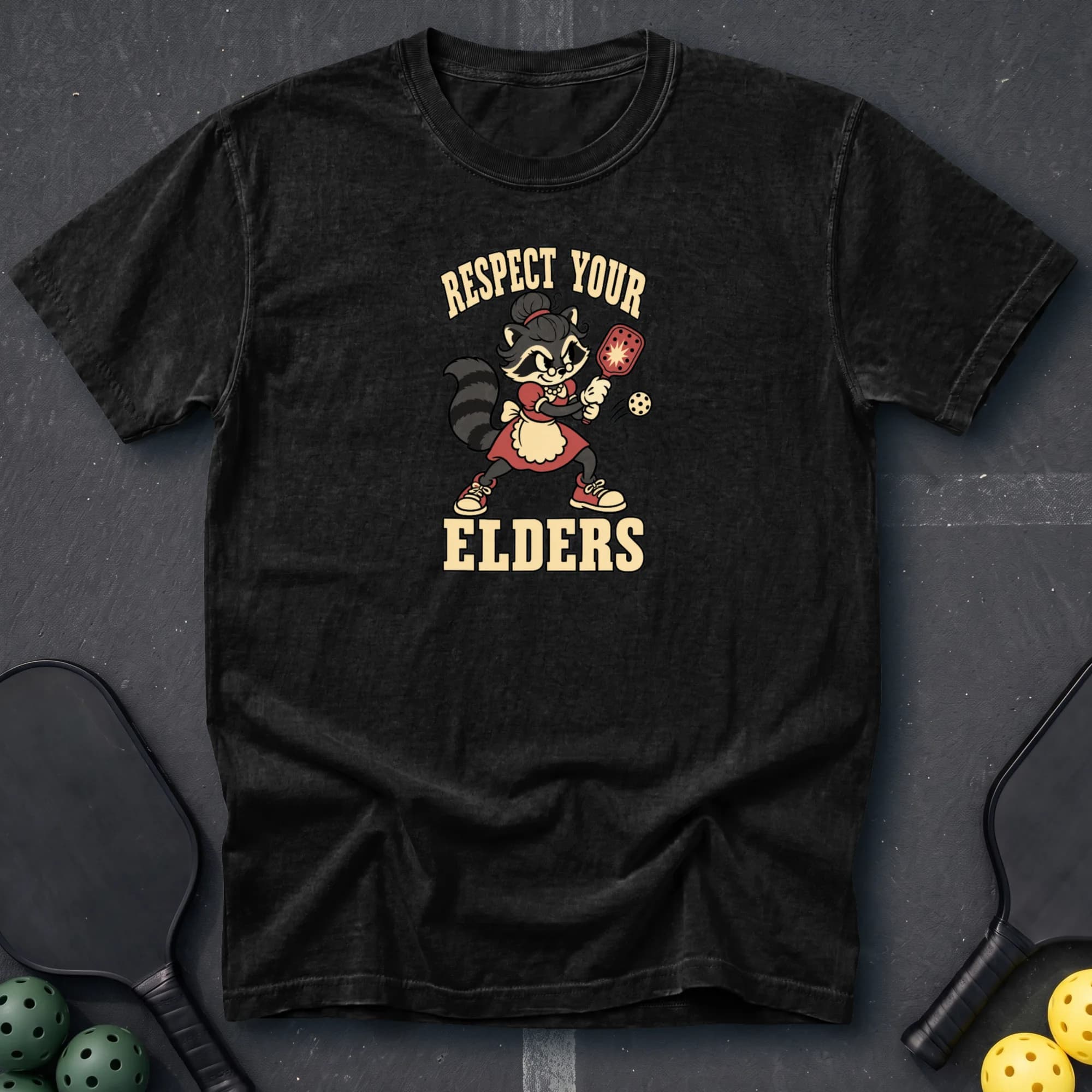 Respect Your Elders Tee in Black pickleball t-shirt
