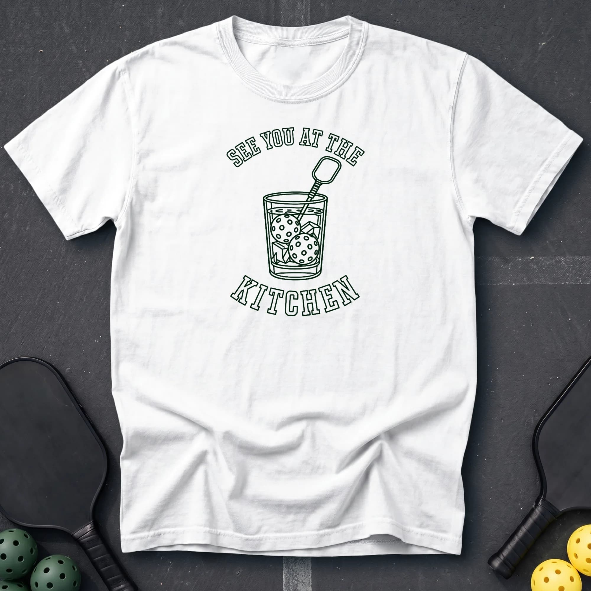 See You At The Kitchen Tee in White pickleball t-shirt