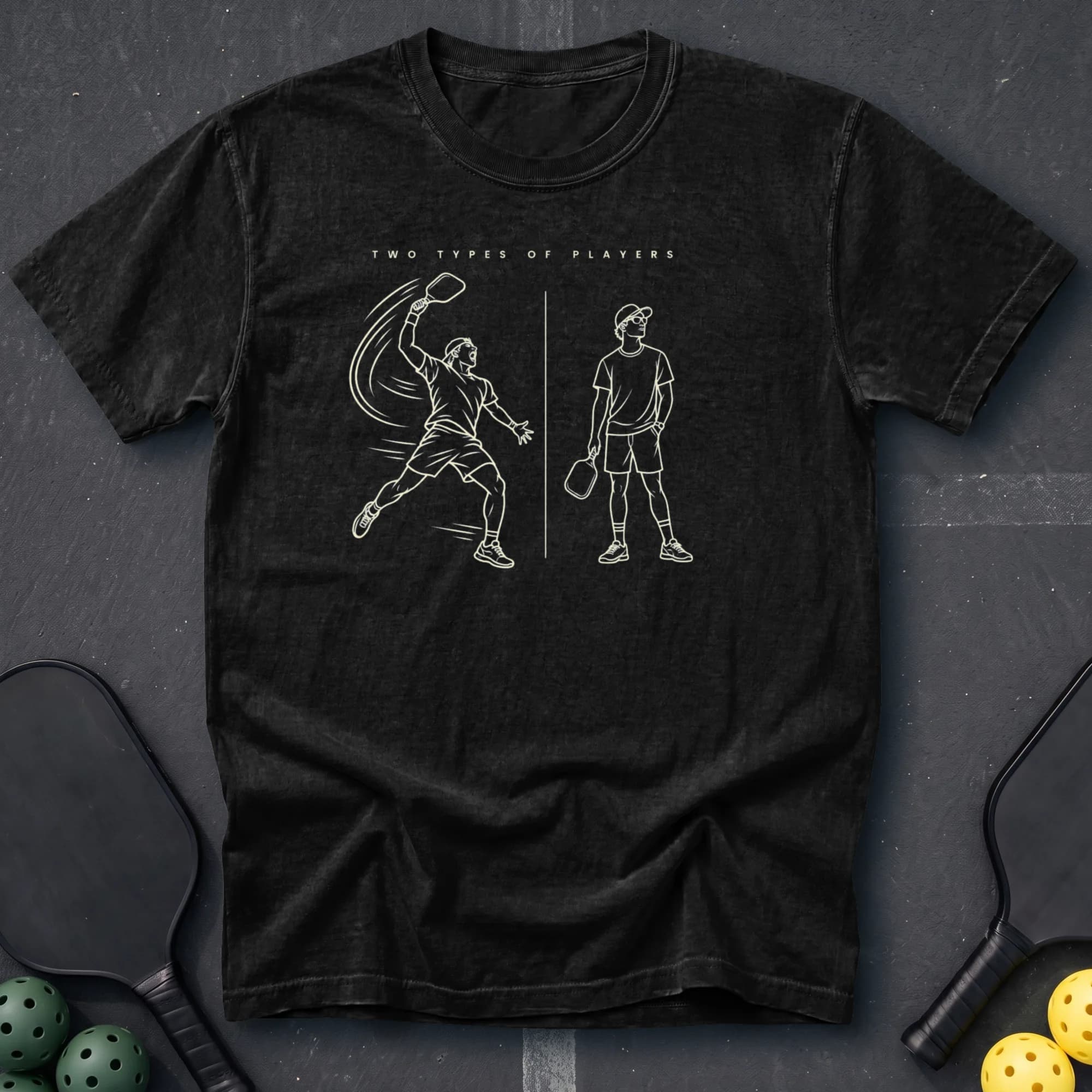 Two Types Of Players Tee in Black pickleball t-shirt