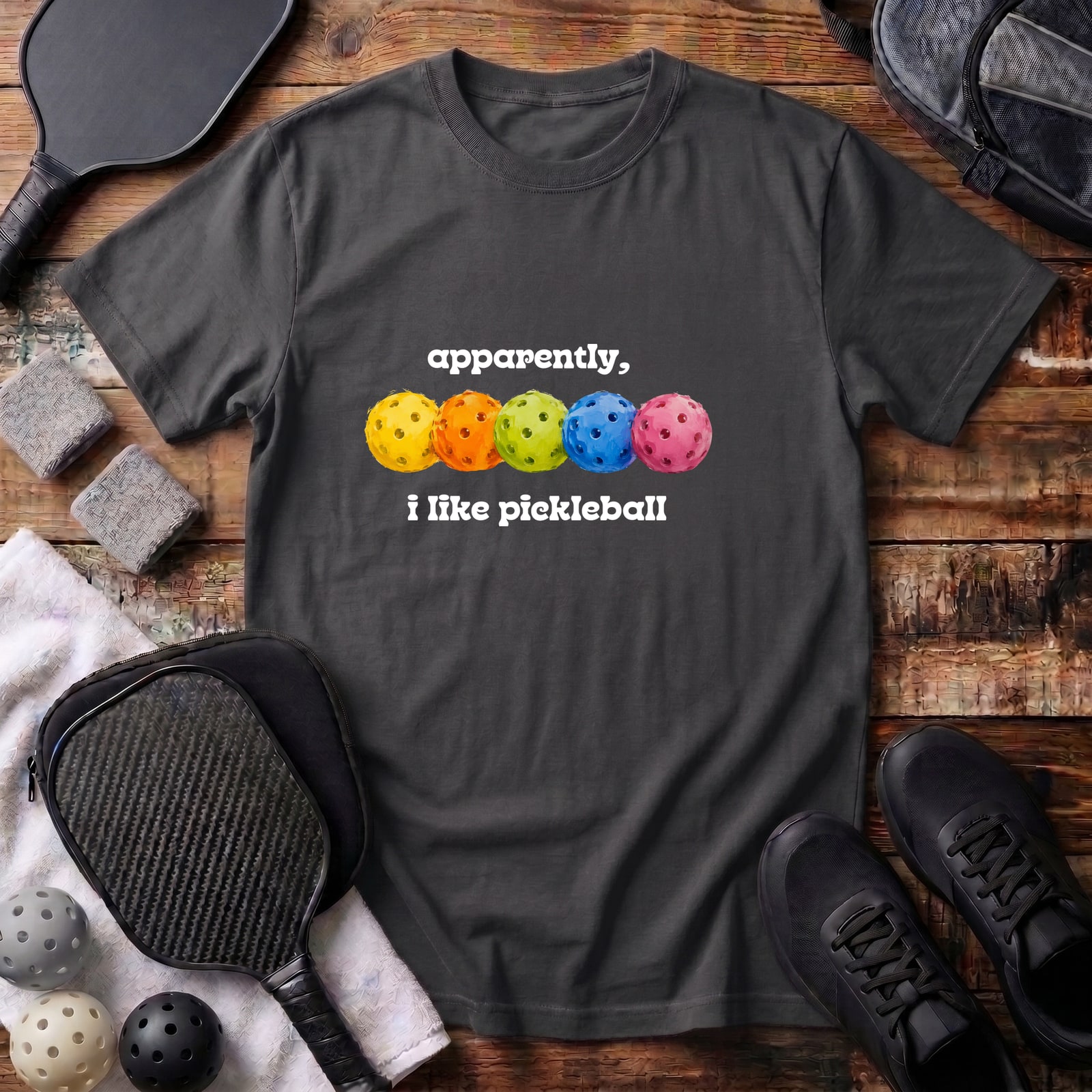 Apparently I Like Pickleball Tee in Black
