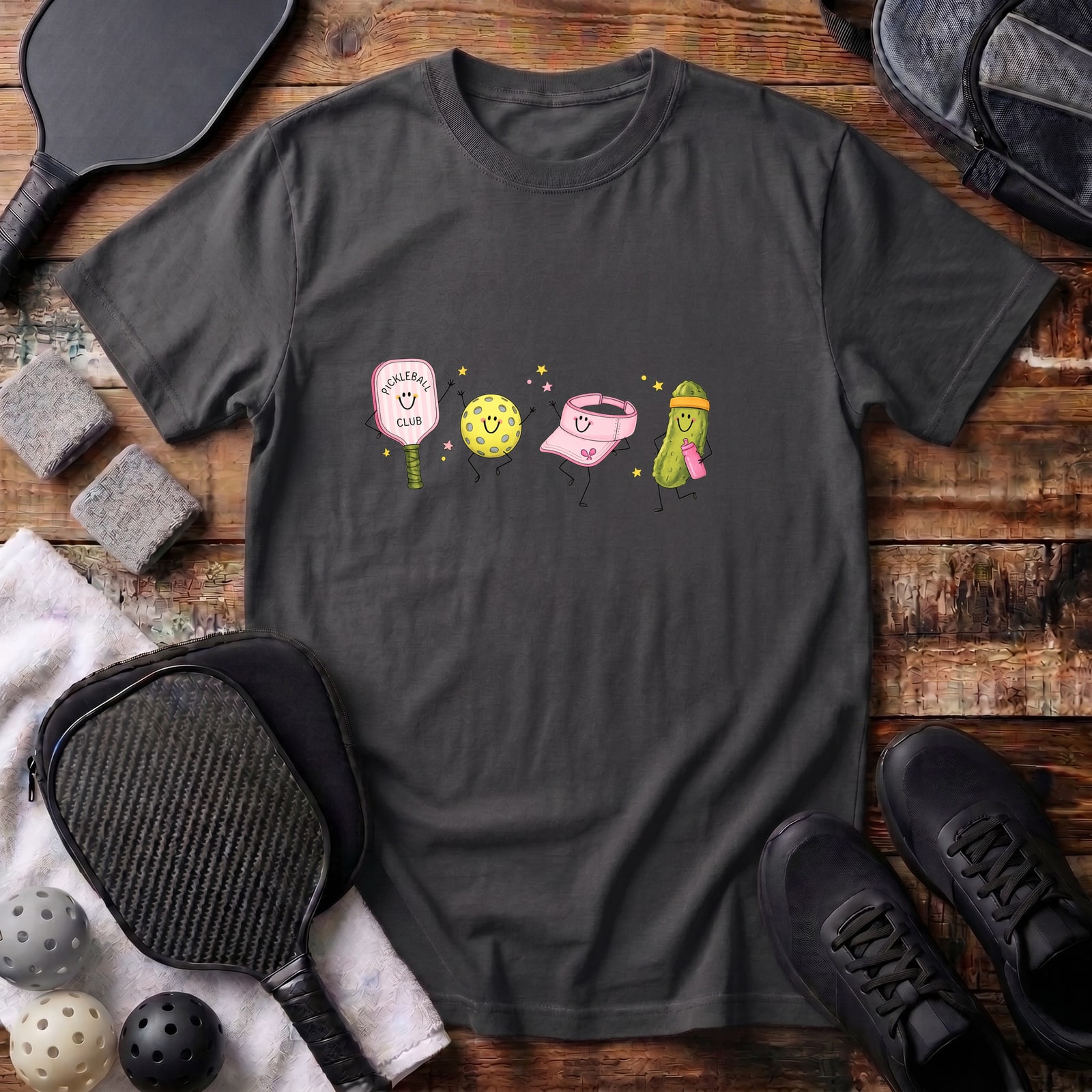 Pink Pickleball Club Tee in Black
