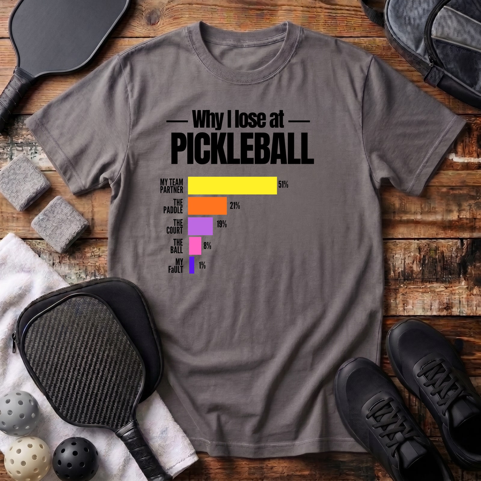 Why I Lose At Pickleball Tee in Grey